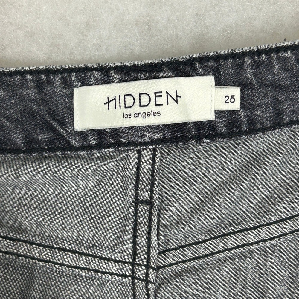Hidden Los Angeles Jeans Womens 25‎ Washed Black Wide Leg Raw Hem Soft Cotton - Picture 14 of 16